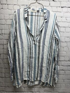 CP shades linen women’s Tunic Shirt - Blue, White, Gray size S